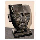 LL -Black Obsidian Stone Hand Carved Teotihuacan Mask