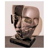 LL -Black Obsidian Stone Hand Carved Teotihuacan Mask