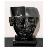 LL -Black Obsidian Stone Hand Carved Teotihuacan Mask
