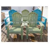 BY - Plastic Adirondack Chairs (Lot of 5) - Outdoor Patio Set