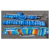 G - Tommy Bahama Beach Umbrella (2) & AmSun Beach Umbrella (1) - Blue Tropical Print