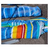 G - Tommy Bahama Beach Umbrella (2) & AmSun Beach Umbrella (1) - Blue Tropical Print