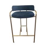 K - Three West Elm Counter Height Navy Velvet and Brass Stools