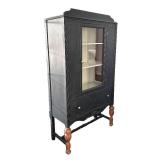 LR - Vintage Cabinet, Glass Front, Distressed Black Finish
