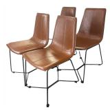 K - Four West Elm Slope Leather Dining Chairs