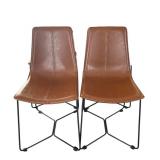 K - Four West Elm Slope Leather Dining Chairs