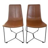 K - Four West Elm Slope Leather Dining Chairs