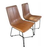 K - Four West Elm Slope Leather Dining Chairs