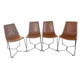 K - Four West Elm Slope Leather Dining Chairs