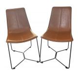 K - Four West Elm Slope Leather Dining Chairs