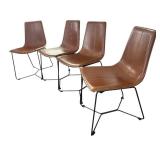 K - Four West Elm Slope Leather Dining Chairs