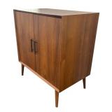 LR - West Elm Bar Cabinet - Mid-Century Modern Style Walnut