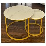 LR - Round Faux Marble Nesting Accent Tables