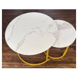 LR - Round Faux Marble Nesting Accent Tables