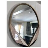 LR - West Elm Deco Brass Round Mirror