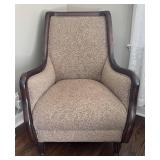 LR - Accent Chair - Beige Textured and Leather Upholstery
