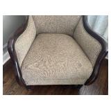 LR - Accent Chair - Beige Textured and Leather Upholstery