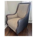 LR - Accent Chair - Beige Textured and Leather Upholstery