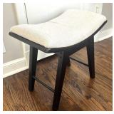 BR1 - Beige Upholstered Stool with Black Frame