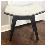 BR1 - Beige Upholstered Stool with Black Frame