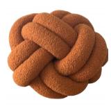 BR1 - Two Orange Textured Throw Pillows & Knot Pillow