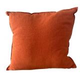 BR1 - Two Orange Textured Throw Pillows & Knot Pillow
