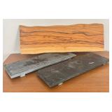 BR1 - Two Pottery Barn Raw-Edge Slate & Wooden Charcuterie Boards
