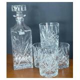 LR - Godinger Dublin Collection Crystal Decanter with 4 Lowball Glasses