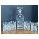 LR - Godinger Dublin Collection Crystal Decanter with 4 Lowball Glasses