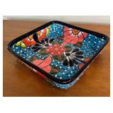 BR1 - Pottery Dish - Hand-Painted Floral Ceramic Tray