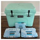 BR1 - Seafoam Green YETI Cooler with 3 YETI ICE Packs