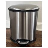 BR1 - Three Waste Baskets - Stainless Steel Pedal Cans & White Rectangular Bin