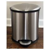 BR1 - Three Waste Baskets - Stainless Steel Pedal Cans & White Rectangular Bin
