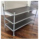 BR1 - Shoe Stand - Metal Frame with Dark Wood Slats