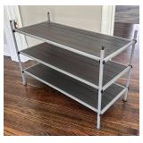 BR1 - Shoe Stand - Metal Frame with Dark Wood Slats