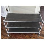 BR1 - Shoe Stand - Metal Frame with Dark Wood Slats