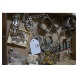 Box with jewelry, some sterling...