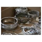 Box with jewelry, some sterling...