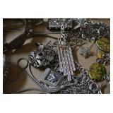 Box with jewelry, some sterling...