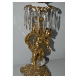 Brass electric lamp with cherub fig...