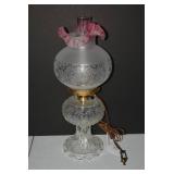 Table top electric lamp with ruffle...