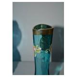 Vintage blue enameled painted vases...