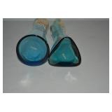 Vintage blue enameled painted vases...