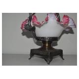 Cranberry glass brides basket...