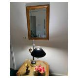 Swedish brass lamp with amber glass...