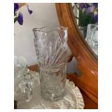Cut glass pitcher, vase and bowl; f...