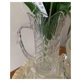 Cut glass pitcher, vase and bowl; f...