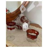 1906 red glass cup, other stemware,...