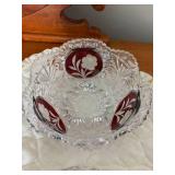 1906 red glass cup, other stemware,...