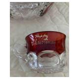 1906 red glass cup, other stemware,...